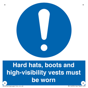 Hard hats, boots and high-visibility vests must be worn